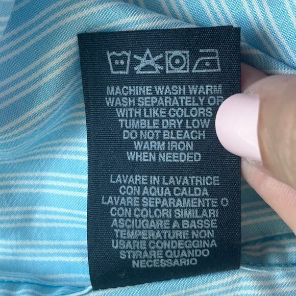 Robert Graham Mens Shirt XL Blue White Striped Flip Cuff Contrast Button Down - Picture 11 of 14